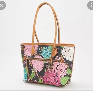 Dooney & Bourke Hydrangea Black, Pink, Blue, White Handbag, Purse, Tote